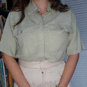 Casual Pastel Green Button Up Small